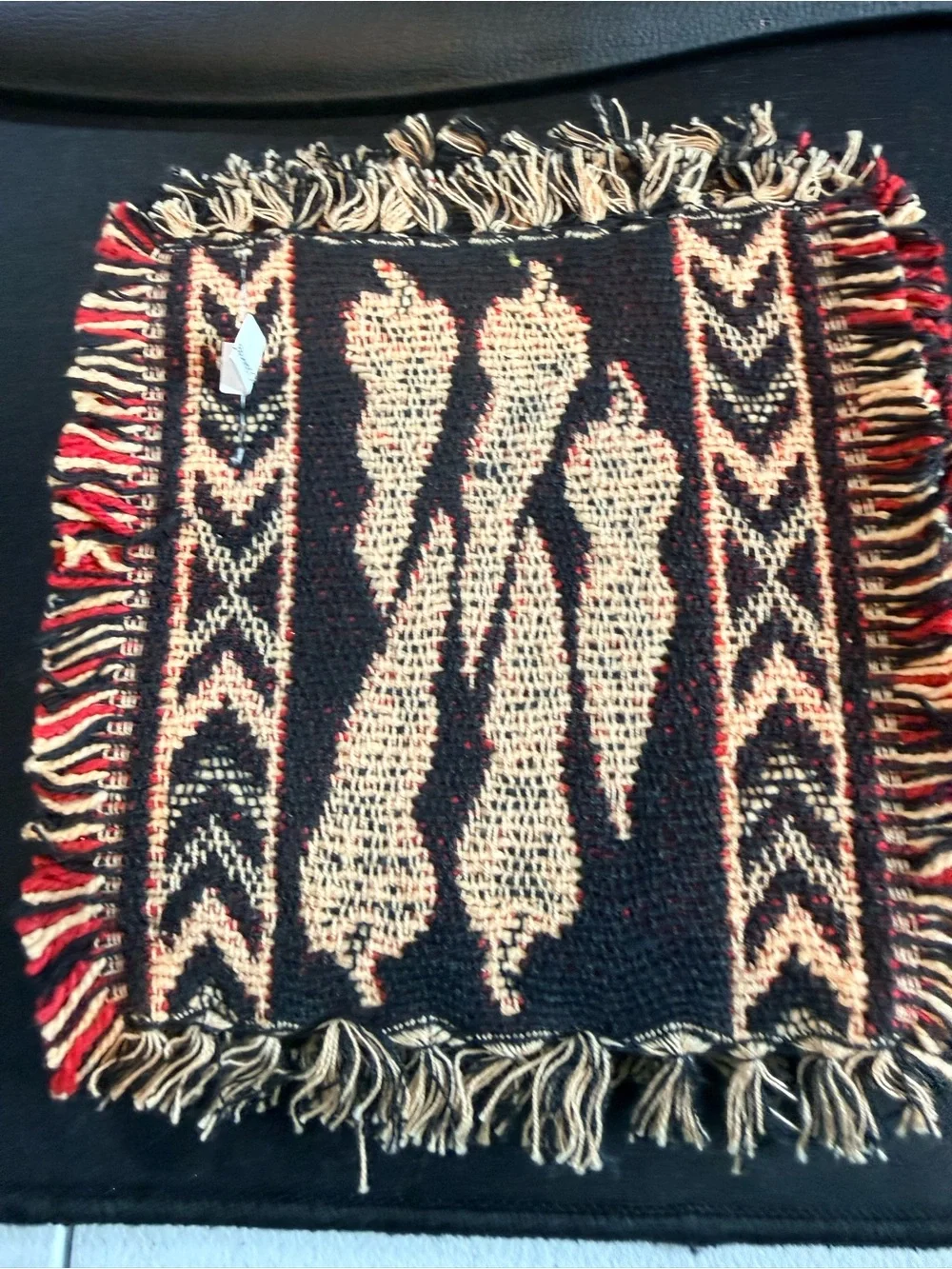 Woven Fringe Coasters Set - Red, Black & Cream Chili Pepper set of 4